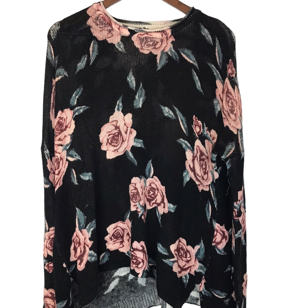 Show Me Your Mumu Small Bonfire Sweater Flower Hour Dark Floral Oversized